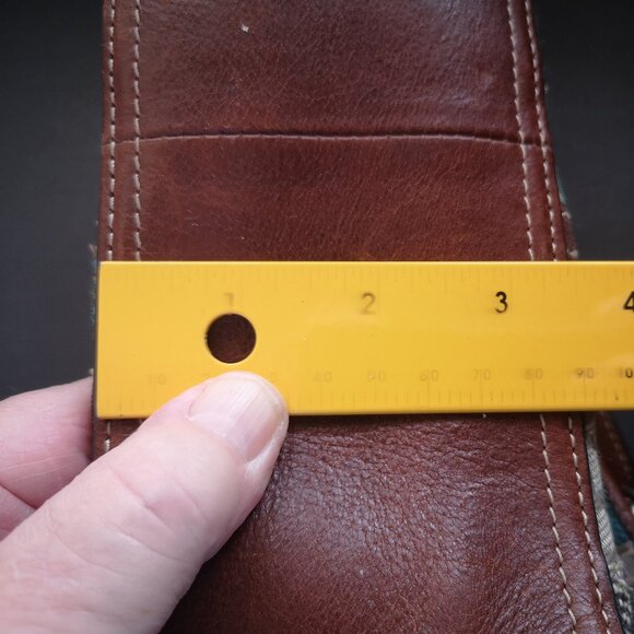 VTG Fossil Ladies Multi Colored Patchwork Leather & Fabric Shoulder Baguette Bag - Picture 11 of 13